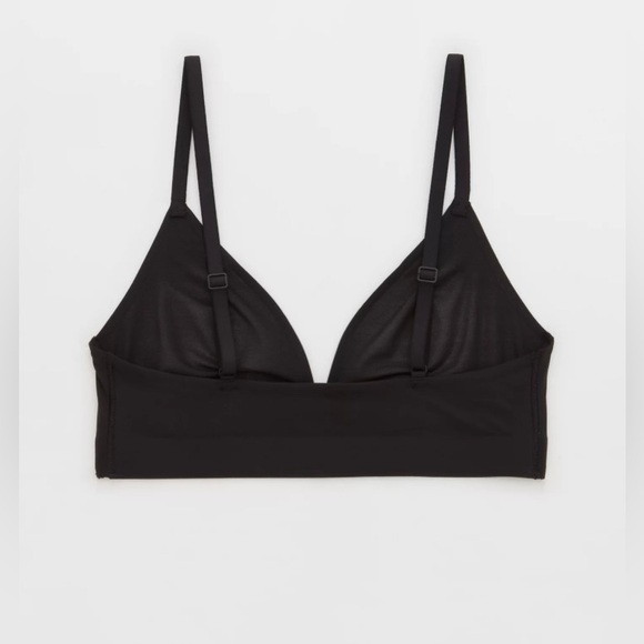 Aerie SMOOTHEZ Mesh Bralette Super Soft Sheer Light Stretchy Black Size Small - Picture 3 of 5